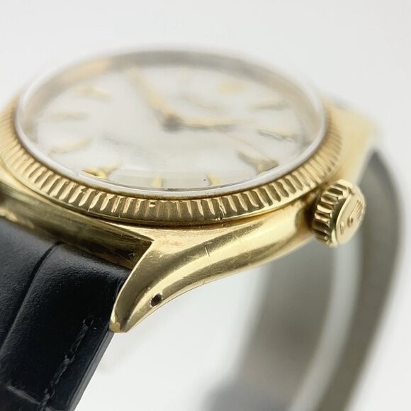 Rolex Oyster Precision 18k Yellow Gold Silver Dial 34mm Automatic Mens Watch - Picture 4 of 8